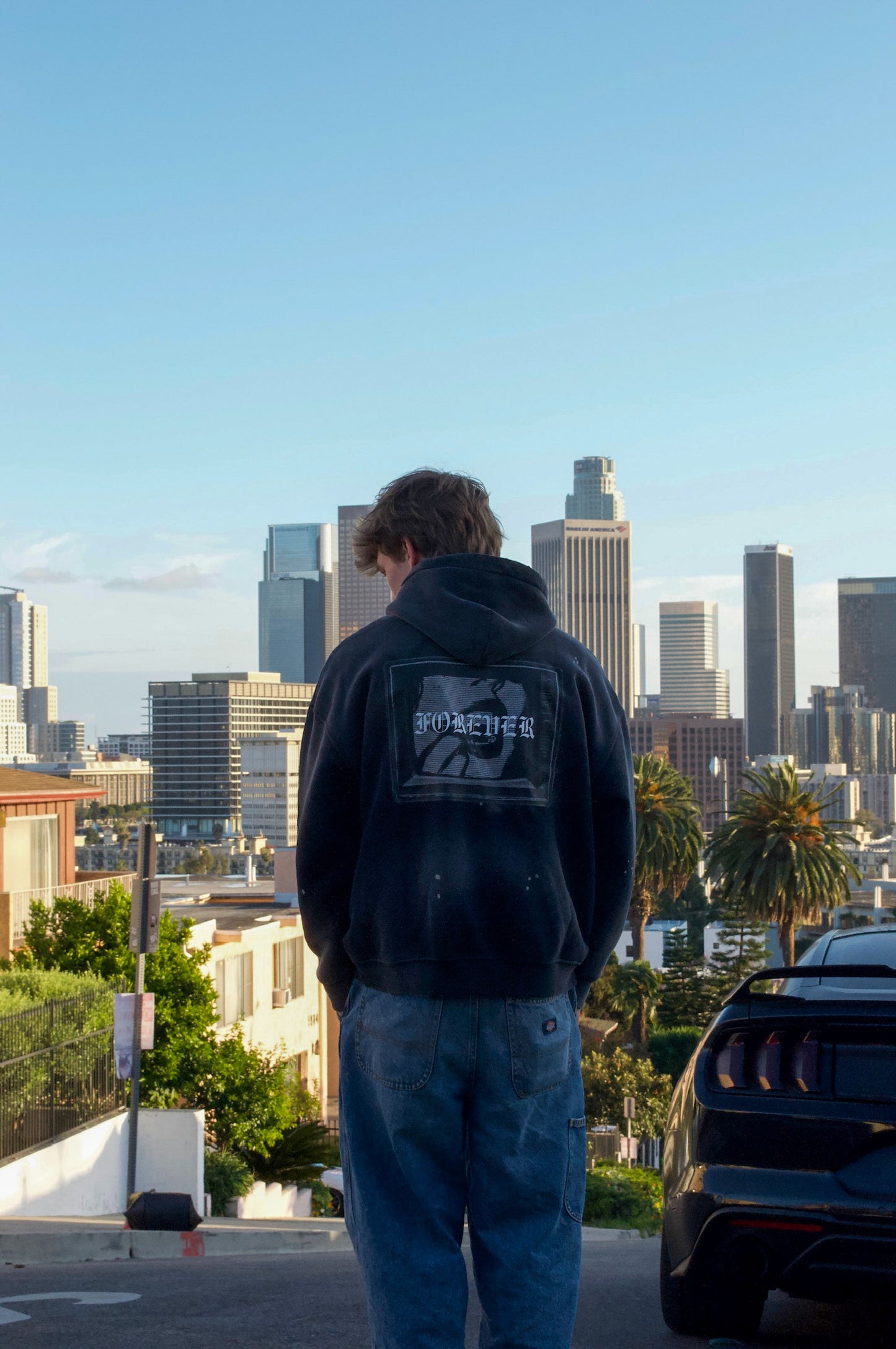 WILSHIRE BLVD. HOODIE — WASHED BLACK